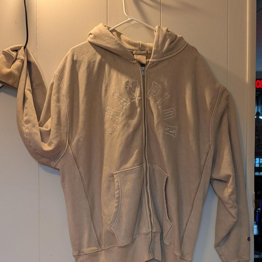Champion Men's Tan and Cream Hoodie